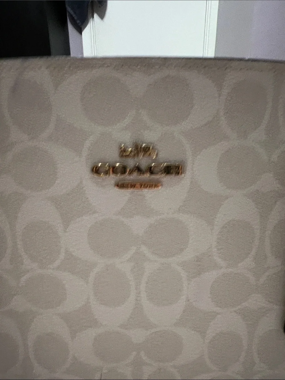 Coach White Signature Tote with Matching Wallet